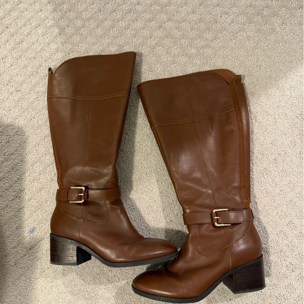 9.5 Wide Calf Marc Fisher Chestnut Heeled Boots